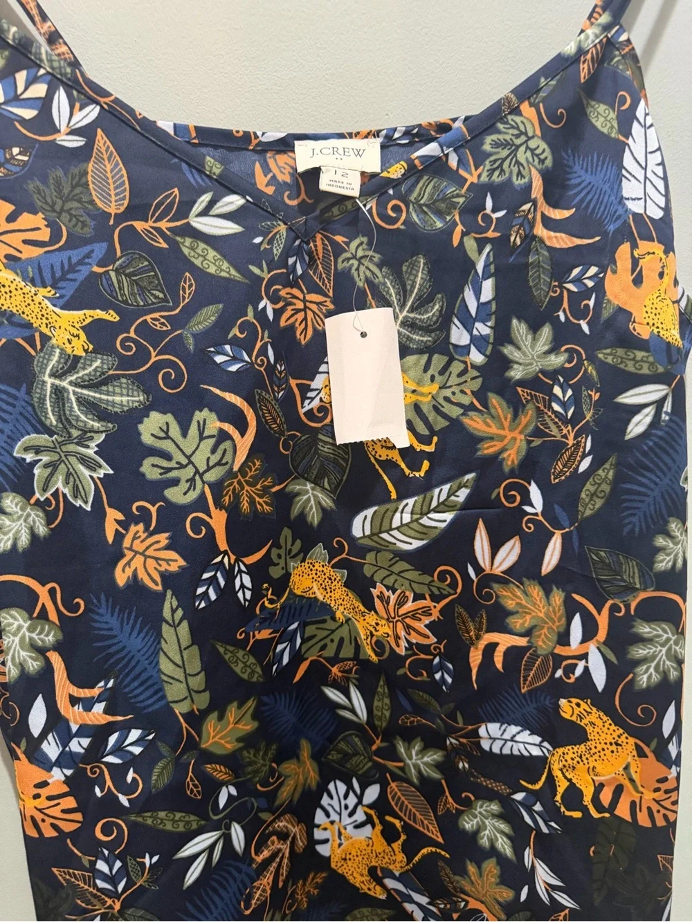 J. Crew Navy Tropical Leopard Print Cami Tank